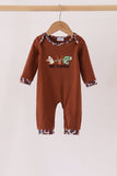 Brown camouflage hunting embroidery romper Aaria Tees