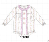 Pink floral turkey embroidery ruffle bubble Aaria Tees