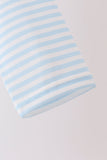 Blue turkey embroidery stripe top Aaria Tees