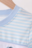 Blue turkey embroidery stripe top Aaria Tees