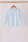 Blue turkey embroidery stripe top Aaria Tees