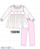 Pink floral turkey embroidery ruffle pants set Aaria Tees