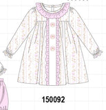 Pink floral turkey embroidery ruffle dress Aaria Tees