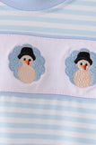 Blue turkey embroidery stripe romper Aaria Tees