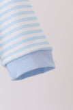 Blue turkey embroidery stripe romper Aaria Tees