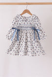 Teal floral smocked bow dress - Aaria Tees Aaria Tees