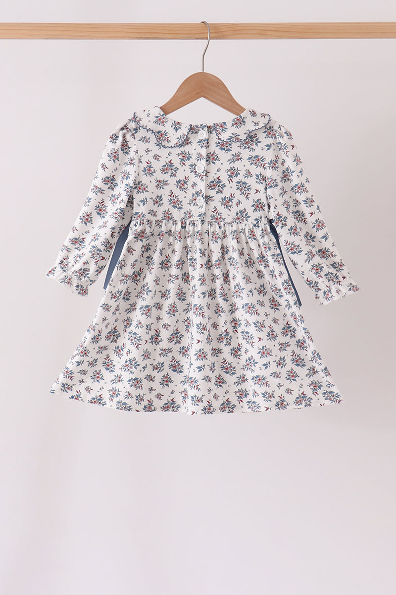 Teal floral smocked bow dress - Aaria Tees Aaria Tees