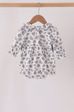Teal floral smocked bow bubble - Aaria Tees Aaria Tees