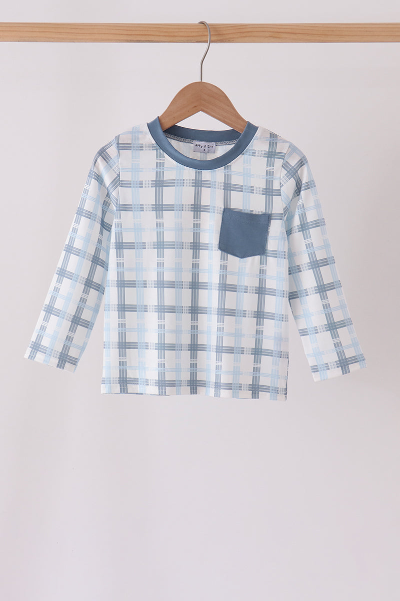 Blue plaid pocket top - Aaria Tees Aaria Tees