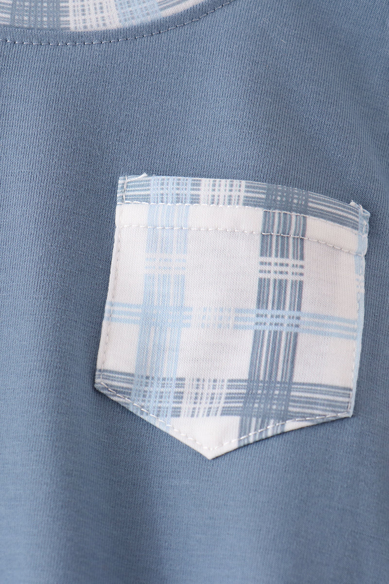Blue plaid pocket bubble - Aaria Tees Aaria Tees