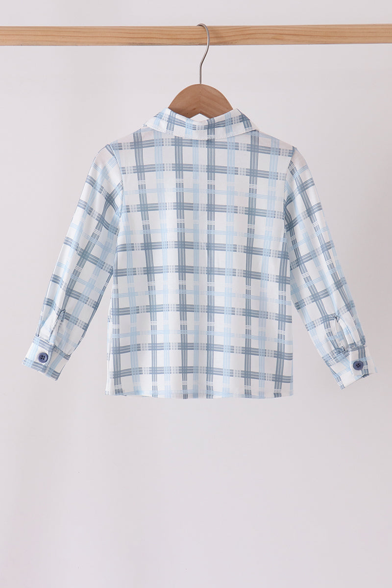 Blue plaid button down shirt - Aaria Tees Aaria Tees