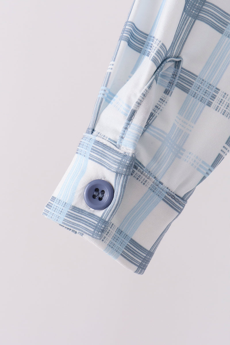 Blue plaid button down shirt - Aaria Tees Aaria Tees