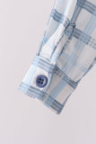 Blue plaid button down shirt - Aaria Tees Aaria Tees