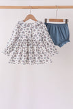Teal floral smocked bloomer set - Aaria Tees Aaria Tees