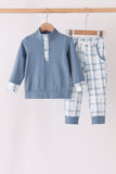 Blue plaid jogger set - Aaria Tees Aaria Tees