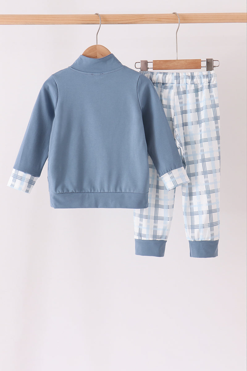 Blue plaid jogger set - Aaria Tees Aaria Tees