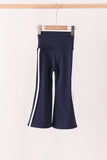 Navy Flare Double Side Stripe Active Pants Aaria Tees