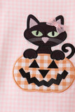 Pink cats Jack-O-Lantern applique ruffle pants set - Aaria Tees Aaria Tees