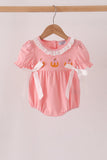 Pink pumpkin embroidery ruffle bubble Aaria Tees