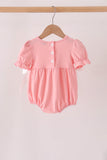 Pink pumpkin embroidery ruffle bubble Aaria Tees