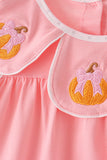 Pink pumpkin embroidery bloomer set Aaria Tees
