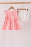 Pink pumpkin embroidery bloomer set Aaria Tees