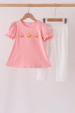 Pink pumpkin embroidery pants set Aaria Tees