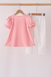 Pink pumpkin embroidery pants set Aaria Tees
