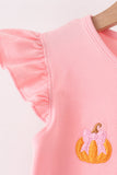 Pink pumpkin embroidery skorts set Aaria Tees