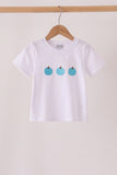 Blue pumpkin embroidery top Aaria Tees