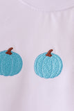 Blue pumpkin embroidery top Aaria Tees