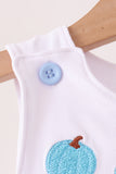 Blue pumpkin embroidery gingham jonjon Aaria Tees