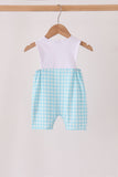 Blue pumpkin embroidery gingham jonjon Aaria Tees
