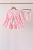 Pink floral bow bloomer set - Aaria Tees Aaria Tees