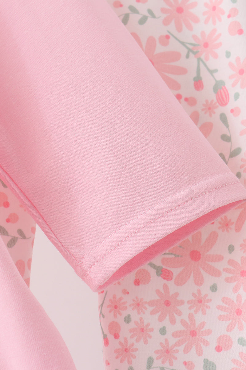 Pink floral bow pants set - Aaria Tees Aaria Tees