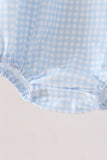 Blue character embroidery gingham ruffle bubble Aaria Tees