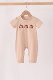 Leopard pumpkin embroidery romper Aaria Tees