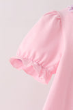 Pink goose embroidery ruffle pants set Aaria Tees