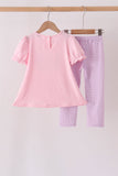 Pink goose embroidery ruffle pants set Aaria Tees