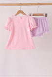 Pink goose embroidery ruffle bloomer set Aaria Tees