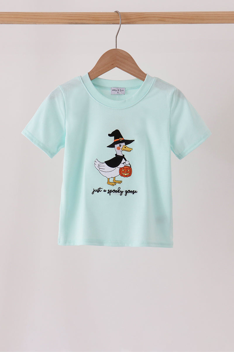 Blue goose embroidery top
