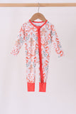 Coral gingerbread bamboo zipper romper Aaria Tees