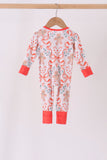 Coral gingerbread bamboo zipper romper Aaria Tees