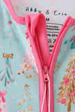 Green christmas tree bamboo zipper romper Aaria Tees
