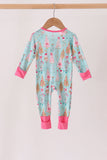 Green christmas tree bamboo zipper romper Aaria Tees