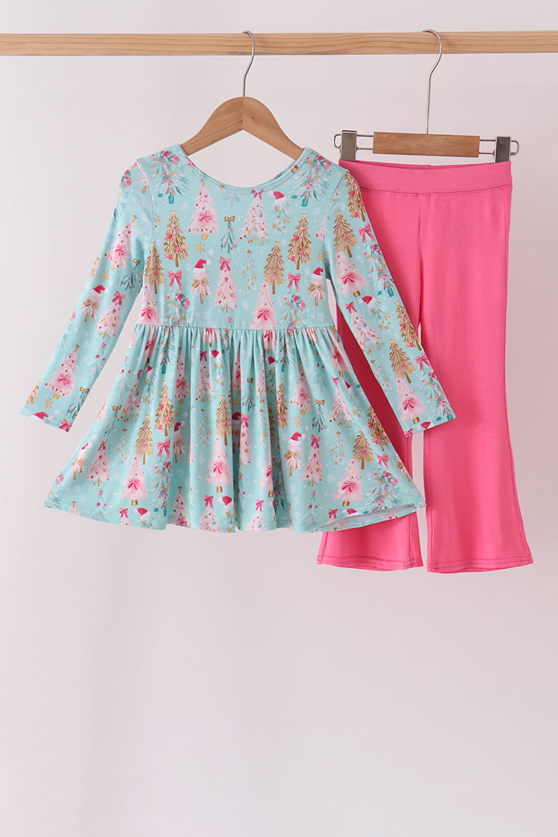 Green christmas tree bamboo pants set - Aaria Tees Aaria Tees