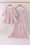 Pink pumpkin smocked mom&me dress - Aaria Tees Aaria Tees