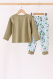 Green mallard embroidery pants set Aaria Tees