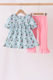 Green mallard ruffle  pants set Aaria Tees