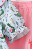 Green mallard ruffle  pants set Aaria Tees